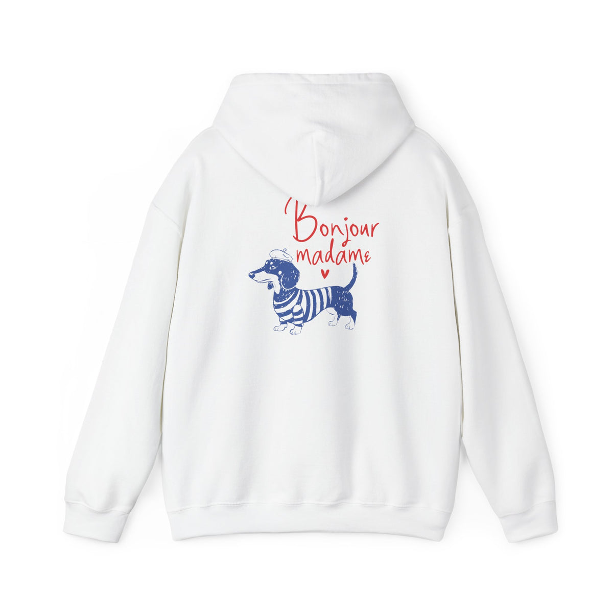 Bonjour Madame Dachshund Hoodie — Cute French Sausage Dog Graphic Hooded Sweatshirt